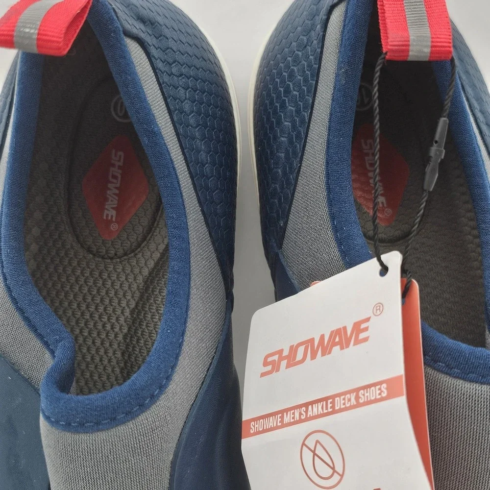 Mens Showave Slipon Deck Shoes Size 10 Blue Waterproof